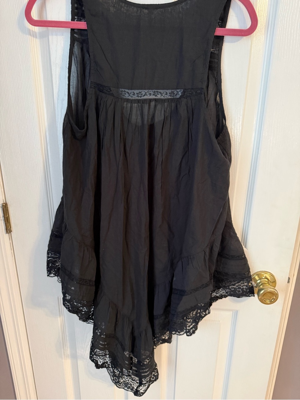 Free People Black Lace-Trim Sleeveless Tunic